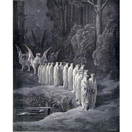 PROCESSION OF THE ELDERS 1885 Gustave Doré - Dante Alighieri ANTIQUE ENGRAVING