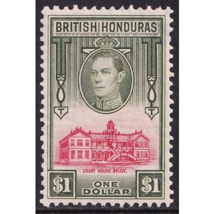 British Honduras KGVI 1938-47 $1 Scarlet Olive SG159 Mint MH