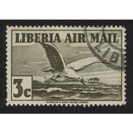 Liberia Lesser black-backed gull in flight Bird T2 1938 Canc SG#567