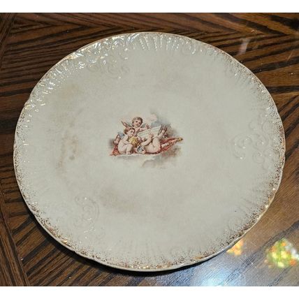 VINTAGE ROCHESTER W 3 ANGELS CHERUBS MUSIC SHEET PORCELAIN 10" PLATE