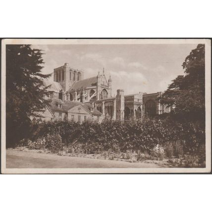 View of the Cathedral from SE, Winchester, Hampshire, 1935 - Tuck's RP Postcard
