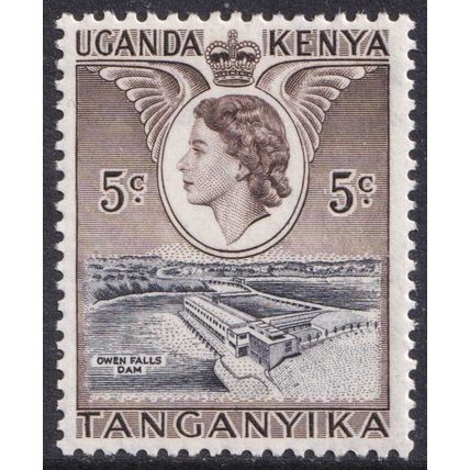 Kenya Uganda Tanganyika QEII 1954-59 5c Black Deep Brown Dam SG167 Mint MLH