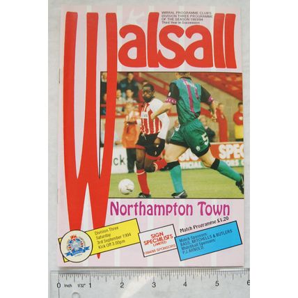 1994 programme Walsall v. Northampton Town, 3/9