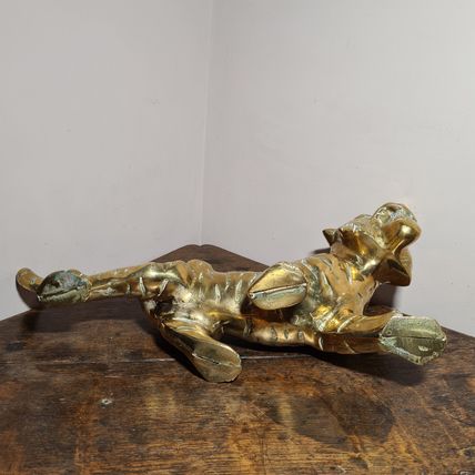 Large Vintage Brass Tiger Figure