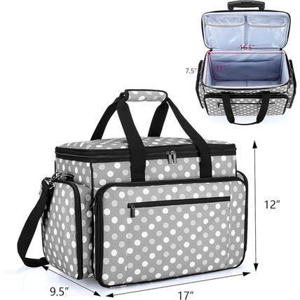 LUXJA Sewing Machine Case with Detachable Dolly, Rolling Sewing Machine Tote wit