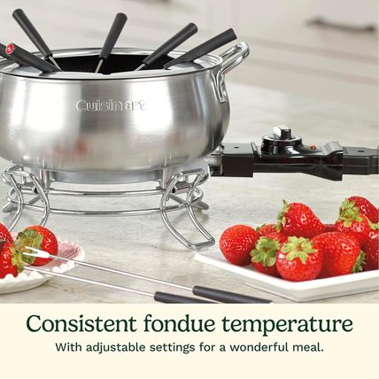 Cuisinart Fondue Pot, 3 Quart, for Chocolate, Cheese, Broth, Oil, Stainless Stee