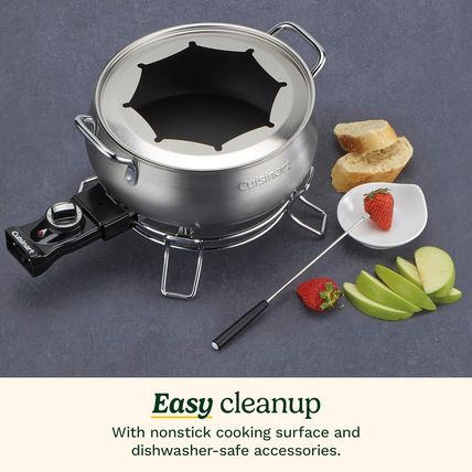 Cuisinart Fondue Pot, 3 Quart, for Chocolate, Cheese, Broth, Oil, Stainless Stee
