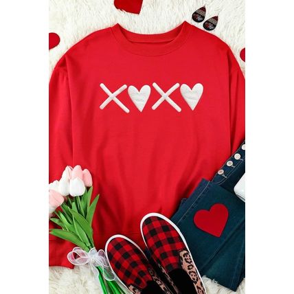 Red Puff XOXO Print Valentines Heart Sweatshirt