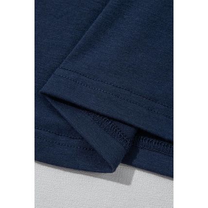 Navy Blue Contrast Lace Raglan Sleeve Pleated Detail Shift Dress