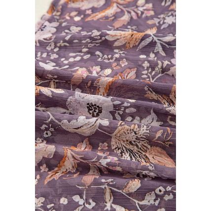 Blue Boho Flower Print 3/4 Sleeve Babydoll Blouse