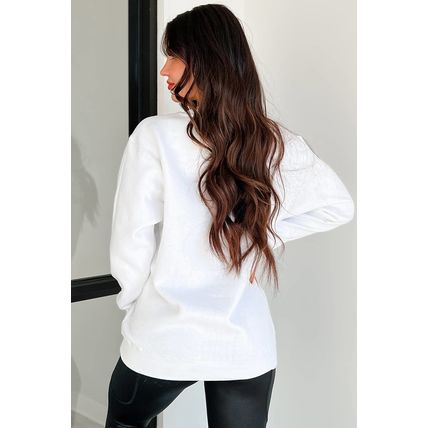 White GAME DAY Chenille Letter Graphic Sweatshirt