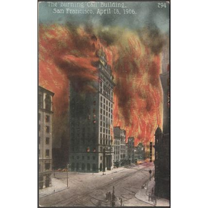 The Burning Call Building, San Francisco, 1906 - Edward H Mitchell Postcard