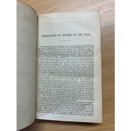 1863 SIR WALTER SCOTT "PEVERIL OF THE PEAK" FICTION ANTIQUE HARDBACK BOOK (P3)