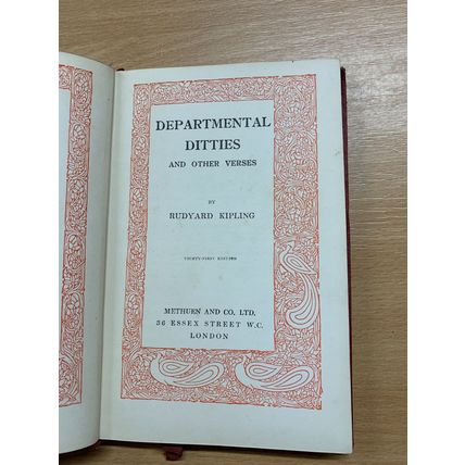 1917 RUDYARD KIPLING "DEPARTMENTAL DITTIES" FICTION RED LEATHER BOOK (P3)