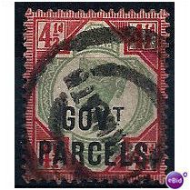 1892 O71 4 1/2d Green & Carmine Govt Parcels Fine Used