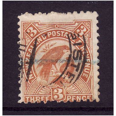 NEW ZEALAND 1899 SG261 YELLOW BROWN 3d SACRED HULA BIRDS FINE USED