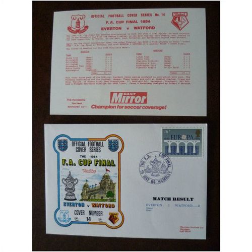 1984 Everton v Watford Dawn Football Cover No 14 FA Cup Final Wembley stamp