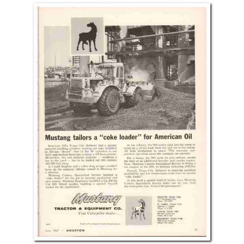 mustang tractor equipment company american oil coke loader vintage ad