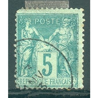 France 1876 - SG282 - 5c green - Peace & Commerce - used 3