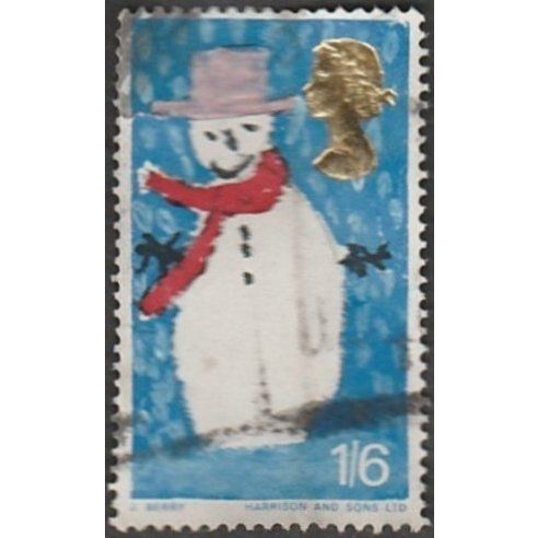 1966 Christmas. 1/6 Val (ordinary) Snowman. Good Used