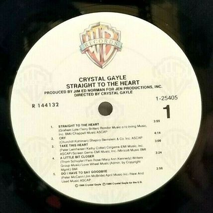 Crystal Gayle Straight To The Heart 1986 LP Vinyl Record (P6)