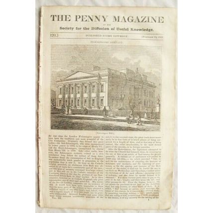 1834 The Penny Magazine No. 120 Luxor, Tilbury, Fishmonger's Company, pulse, etc