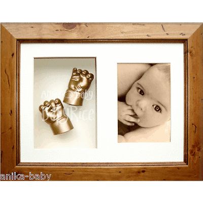New Baby Girl Boy Gift 3D Casting Cast Kit Hand Feet Gold Rustic Frame Baptism