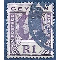 Ceylon 1923 SG354 1 Rupee Purple/ Pale Yellow Die I Good Used ..