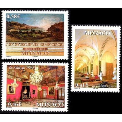 Monaco 2002 Royal Palace, Hall of Mirrors, Painting, Throne, UNM/MNH