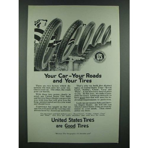 1919 United States Tires Ad - Your Car Your Roads Your Tires