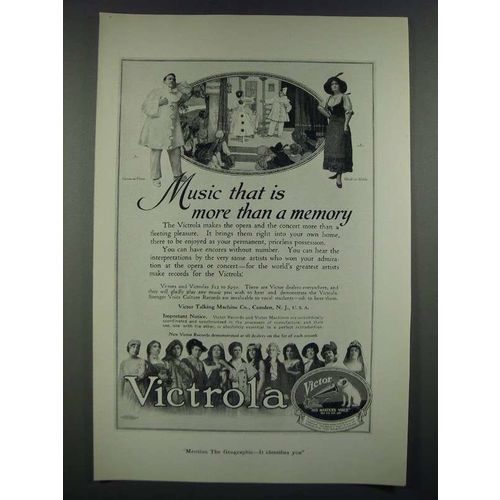 1919 Victor Records Ad - Caruso and Gluck - Music That Is More Than a Memory