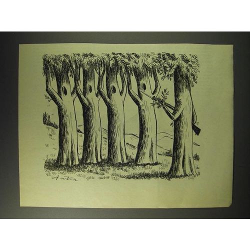 1942 Cartoon by Anton (Antonia Yeoman) - Trees with Rifle