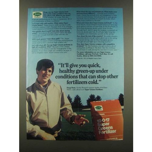 1985 Scotts 19-0-18 Super Greens Fertilizer Ad