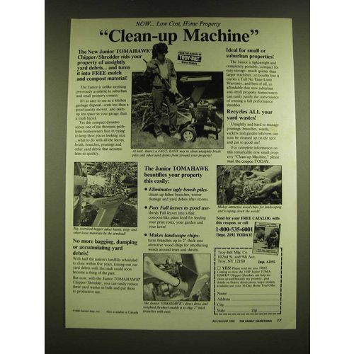 1990 Troy-bilt Tomahawk Chipper/Shredder Ad - Clean-up machine
