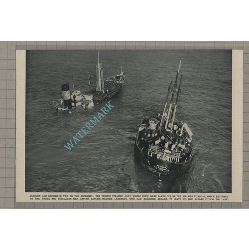 C3448) French Steamer Ship AGEN Goodwin Sands Walmer Lifeboat Landreau - 1952