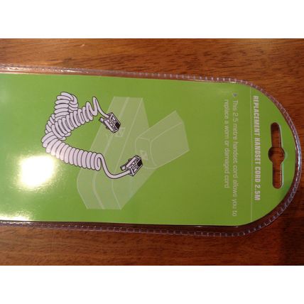 30 PACKS MASTERPLUG REPLACEMENT WHITE HANDSET CORD 2.5m Brand New & Packaged