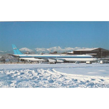 ATI Air transport International Douglas DC8 63F Civil Aviation Postcard (A19022)