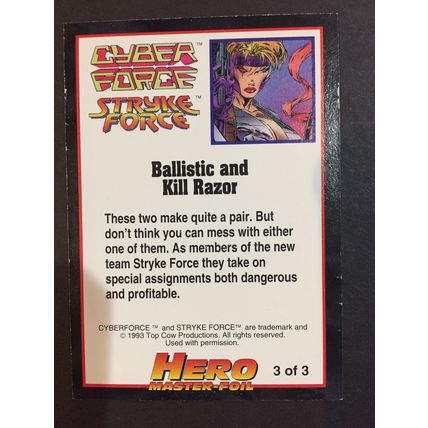 Cyber Force-Stryke Force, Hero Illustrated Master Foil promo #3 (blue) 1993