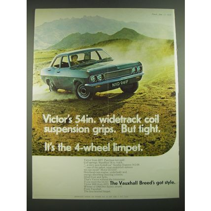 1968 Vauxhall Victor 2000 Car Ad - Victor's 54in. Widetrack coil suspension