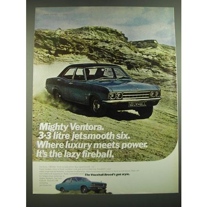 1968 Vauxhall Ventora Car Ad - Mighty Ventora. 3.3 litre jetsmooth six.