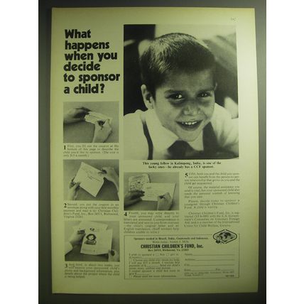 1974 Christian Children's Fund Ad - What happens when you decide to sponsor