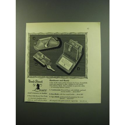 1949 Lesco Bond Street Ad - Continental French Purse, Key-Hold and Spec-Hold