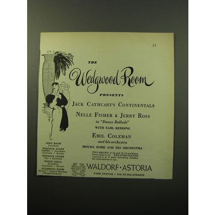 1950 The Waldorf-Astoria Hotel Ad - Jack Cathcart's Continentals