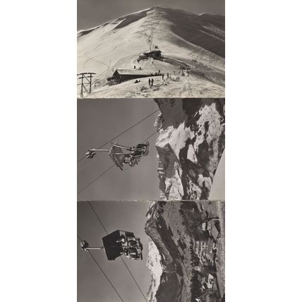 Adelboden Ski Lift & Skiing 3x Vintage Real Photo Swiss Postcard s