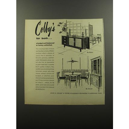 1956 Colby Baker and Drexel Furniture Advertisement