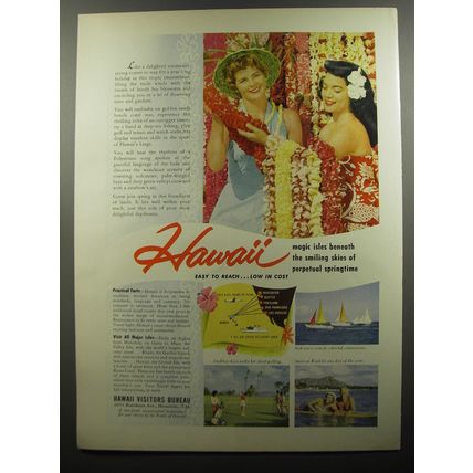 1956 Hawaii Tourism Ad - Hawaii magic isles beneath the smiling skies