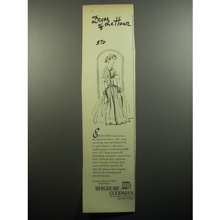 1957 Bergdorf Goodman Fashion Ad - Dress of the Hour