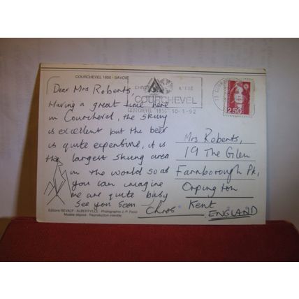 multiview, COURCHEVEL 1850, SAVOIE, FRANCE used postcard 1992 postmark =