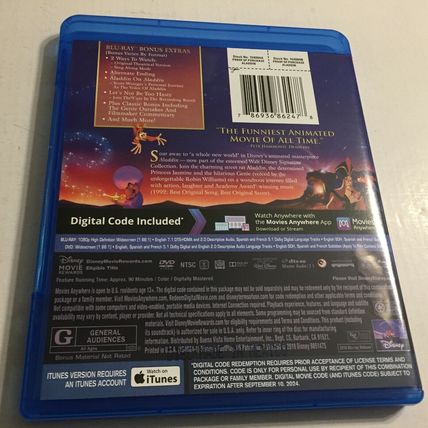 1992 Disney Original Aladdin Animated Movie Blu-Ray (No DVD No Digital)