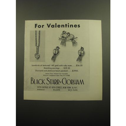1960 Black Starr & Gorham Jewelry Ad - For Valentines